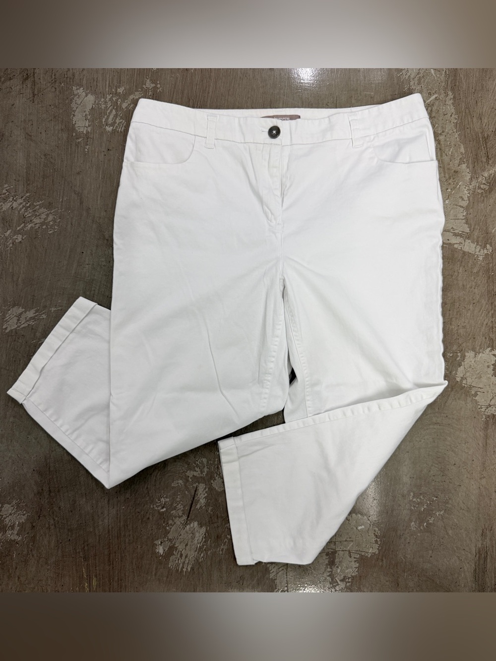 Chico’s White Crop Pants Size 1.5 Stretch Cotton Capri Ankle Pants SKU 0011